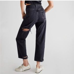 Agolde distressed 90’s crop black jeans in recourse size 28